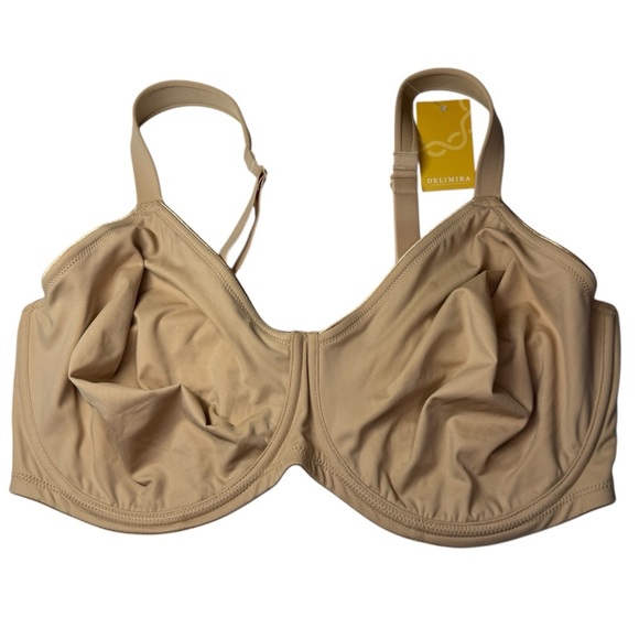 NWT Delimira Nude underwire bra taupe tan plus size women’s 40F - Picture 1 of 8